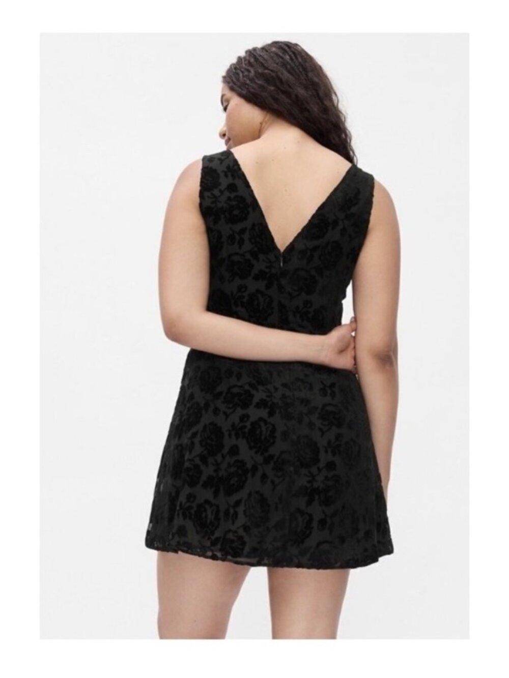 GAP Women's Velvet Floral Mini Dress Black Sz M NWT - Picture 2 of 11